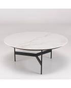 Table basse ronde plateau effet marbre Daly noir/blanc - 78x78 cm